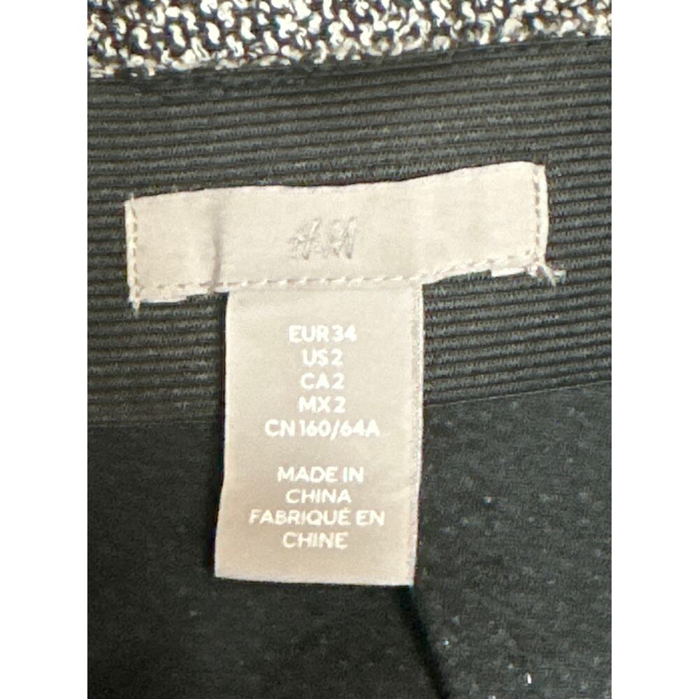 H&M Women's Black White Tweed High Waisted Zipper Mini Straight Pencil Skirt 2 - Picture 4 of 5